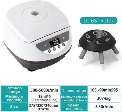 500-5000 RPM Lab Centrifuge Machine with LCD Display - Variable Speed Rotor and Time Control for Efficient Liquid Sample Processing