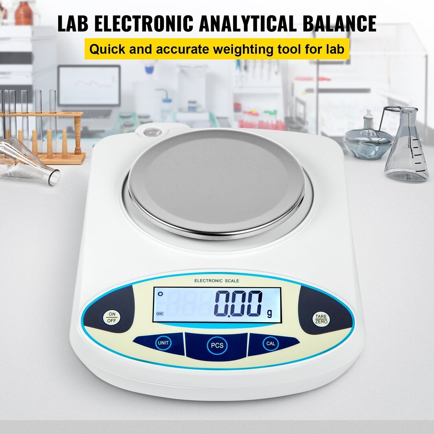 High Precision Electronic LCD Display Analytical Balance, 13 Units Conversion, Counting Function for Lab and University Use (5000g, 0.01g Accuracy)