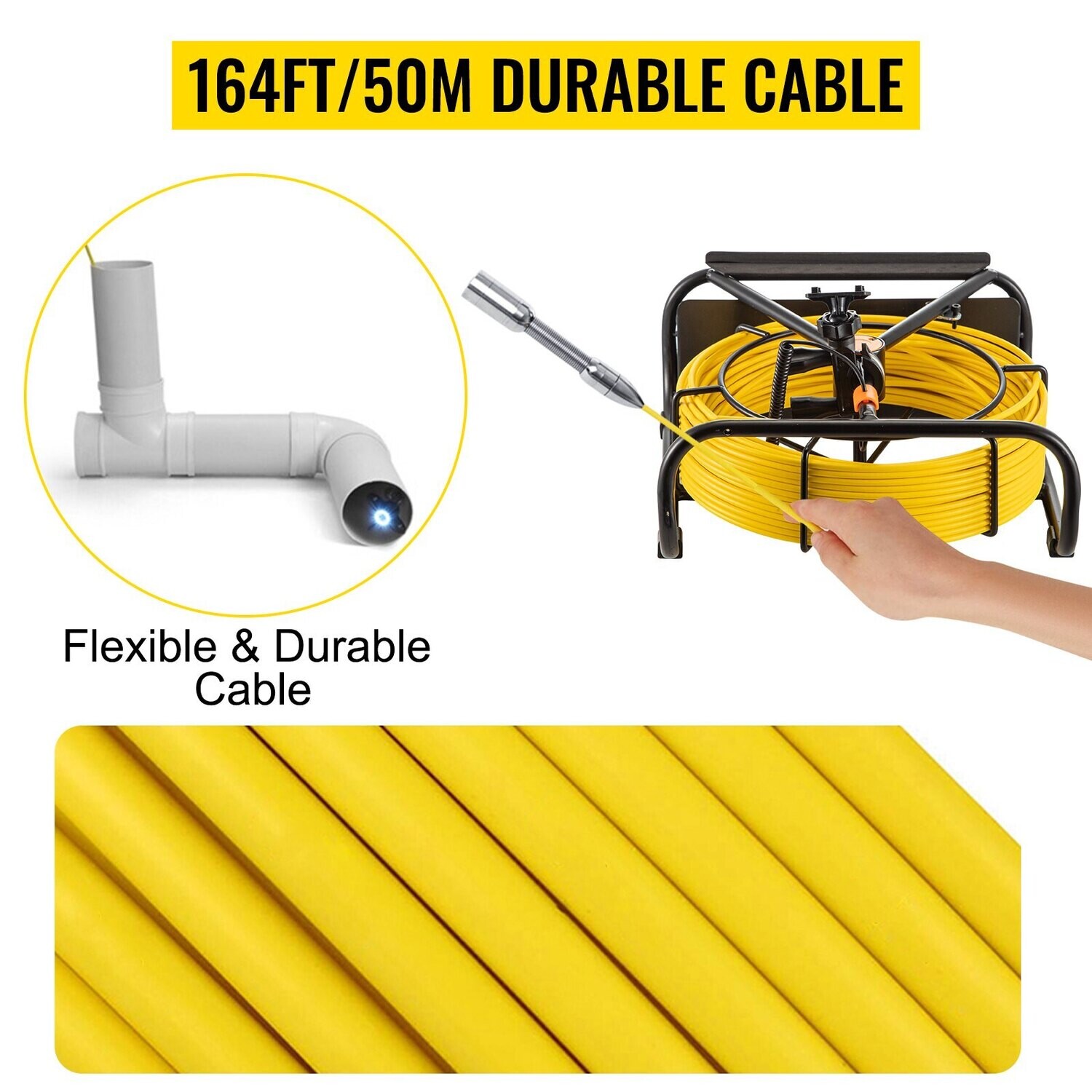 Pipeline Drain Inspection System Video Camera Inspection Kit + 8G SD Card