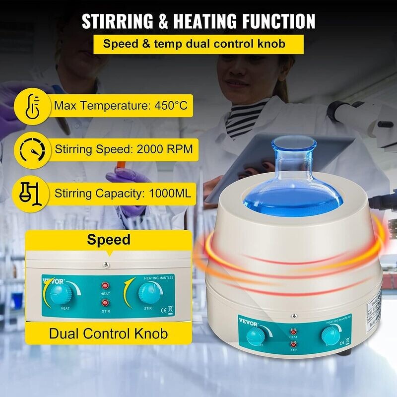 Magnetic Stirrer Heating Mantle 250W Heating Mantle Stirrer Digital Display for Round Bottom Flask