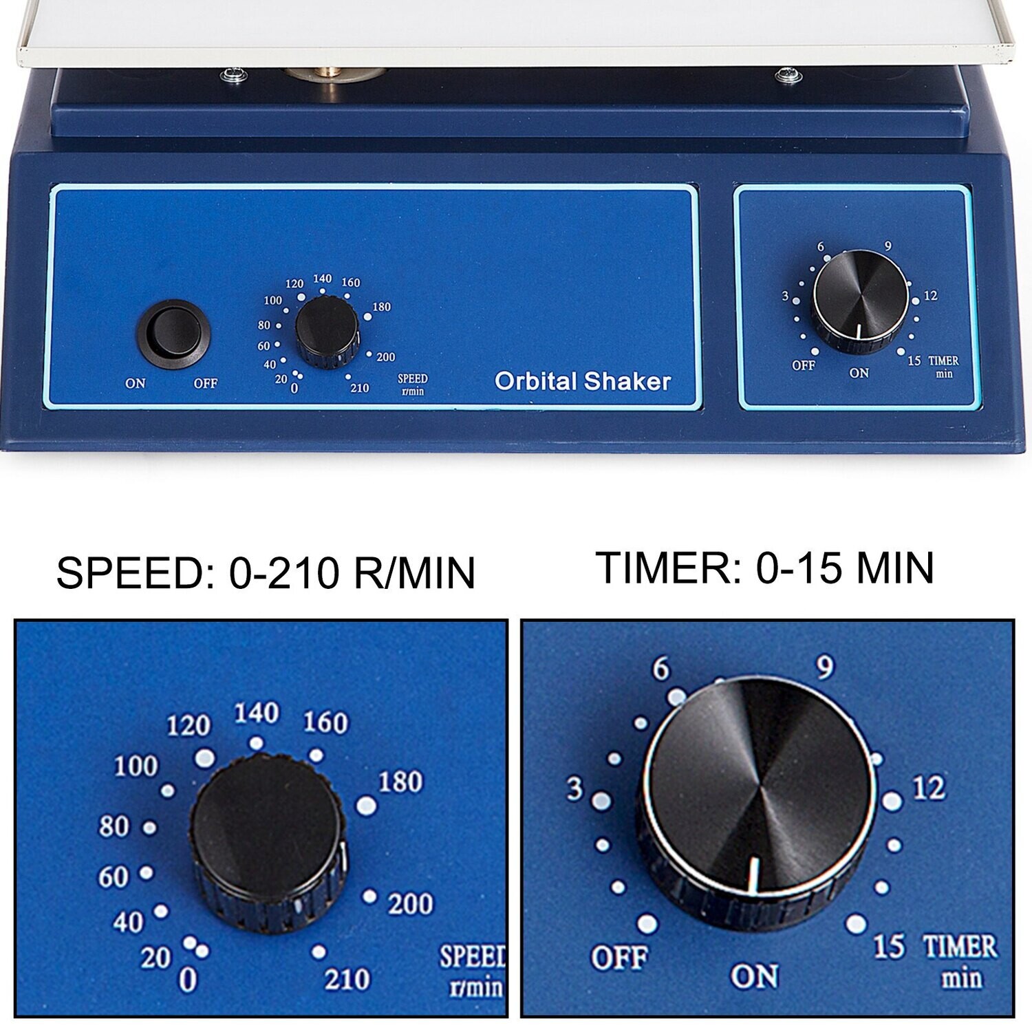 Digital Orbital Shaker with Adjustable Speed 0-210 RPM, 12.4x8.6 Inch Working Platform – Laboratory Orbit Shaker for Chemical and Biological Applications