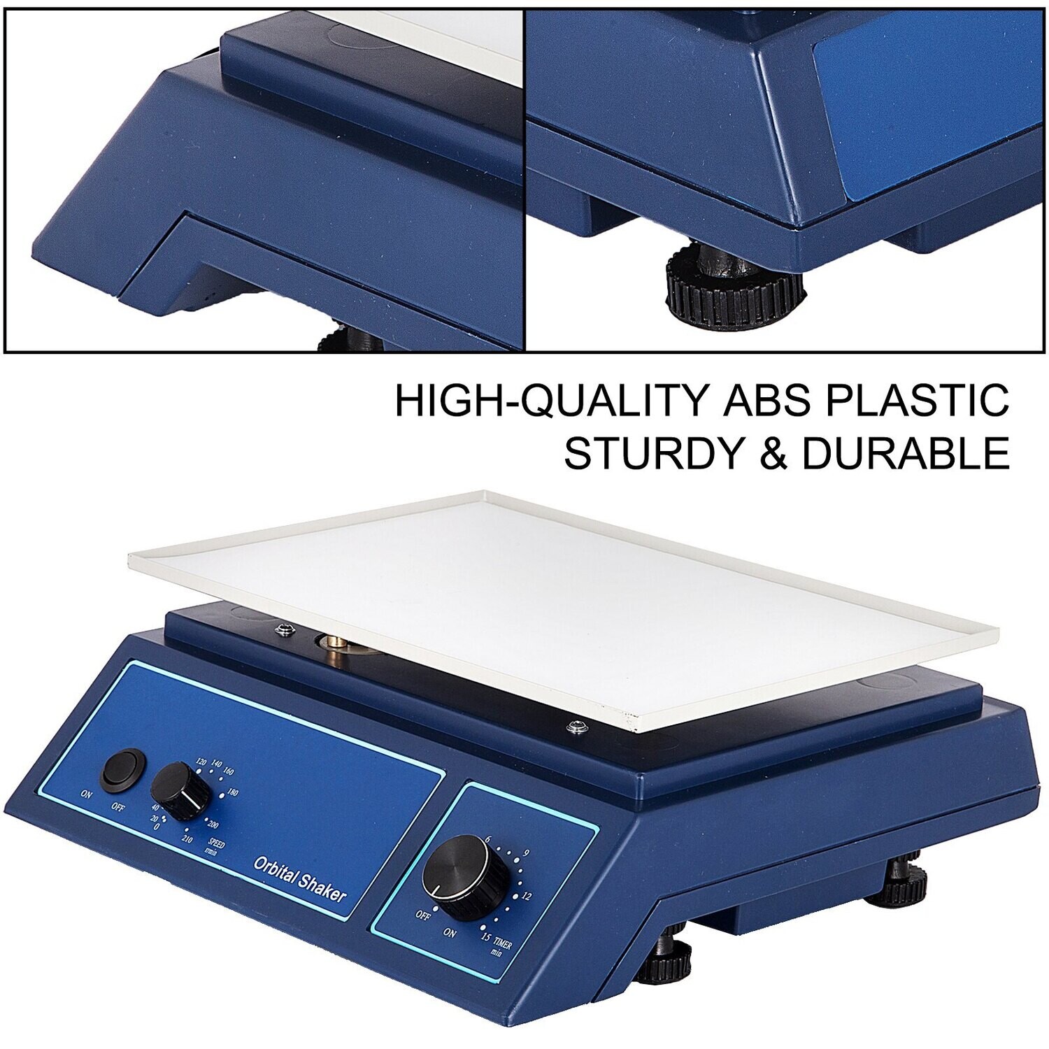 Digital Orbital Shaker with Adjustable Speed 0-210 RPM, 12.4x8.6 Inch Working Platform – Laboratory Orbit Shaker for Chemical and Biological Applications