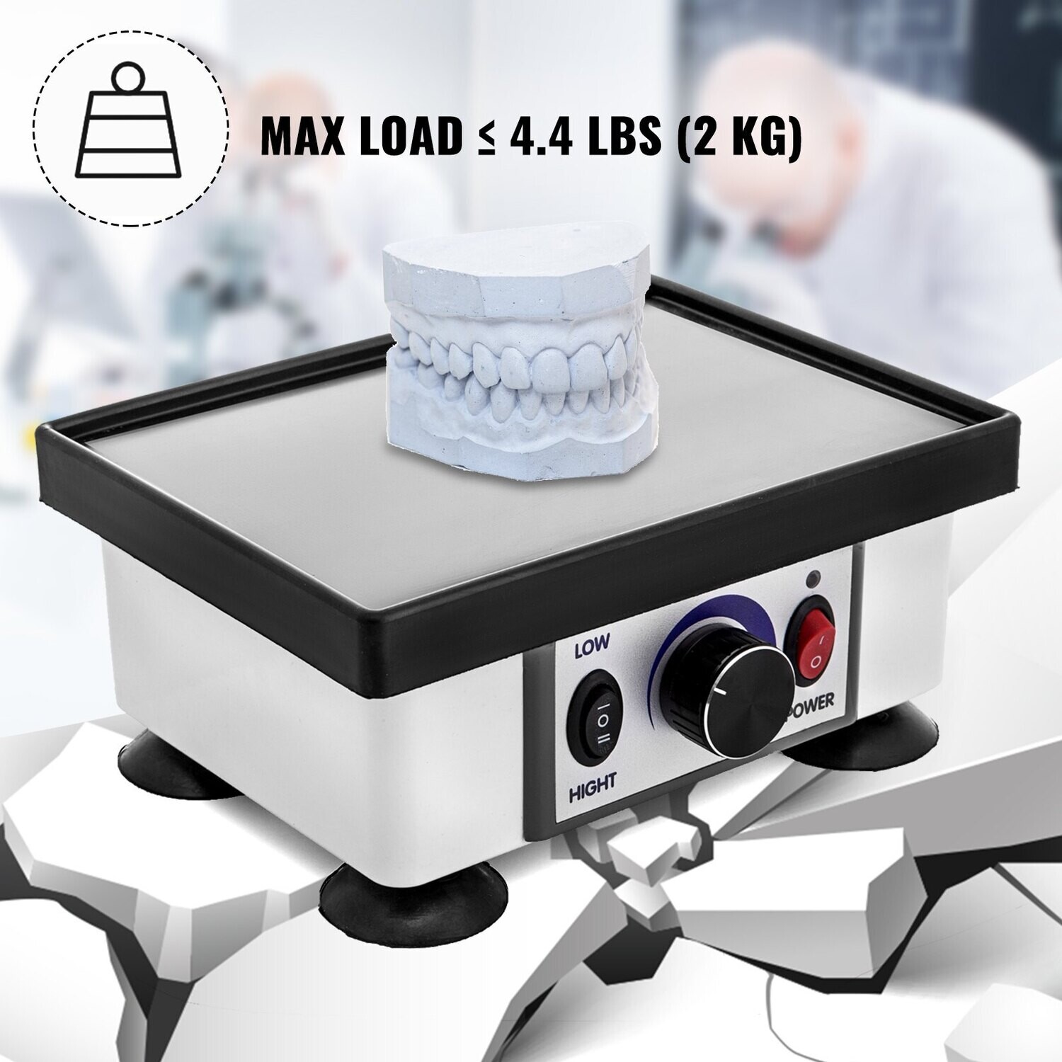 Dental Square Vibrator 120W, 2KG Maximum Load Oscillator – Laboratory Equipment for Dental Labs