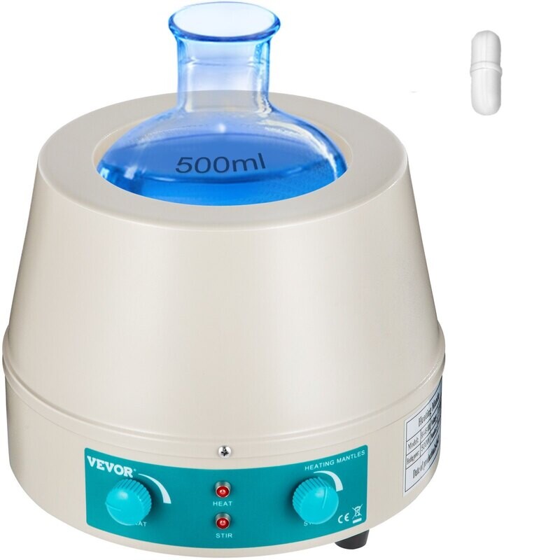 Magnetic Stirrer Heating Mantle 250W Heating Mantle Stirrer Digital Display for Round Bottom Flask, Capacity:: 0.5 Litre [500ml]