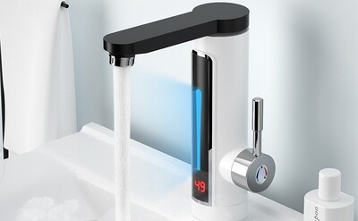 Instant Tankless Electric Hot Water Faucet Mixer Tap with Stainless Steel Heating Tube LED for Kitchen Bathroom Washroom