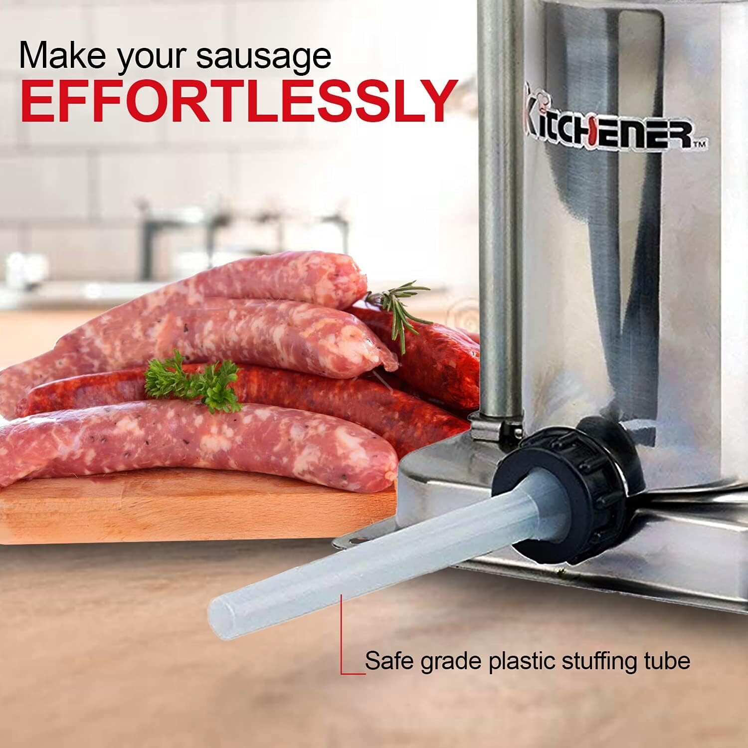 Commercial 5 LBS Stainless Steel Sausage Stuffer, Filler &amp; Maker for Butchers, Delis, Home &amp; Kitchen