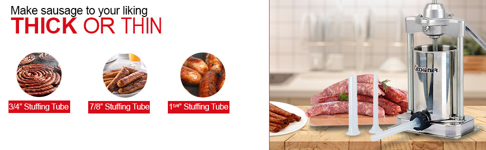 Commercial 5 LBS Stainless Steel Sausage Stuffer, Filler &amp; Maker for Butchers, Delis, Home &amp; Kitchen