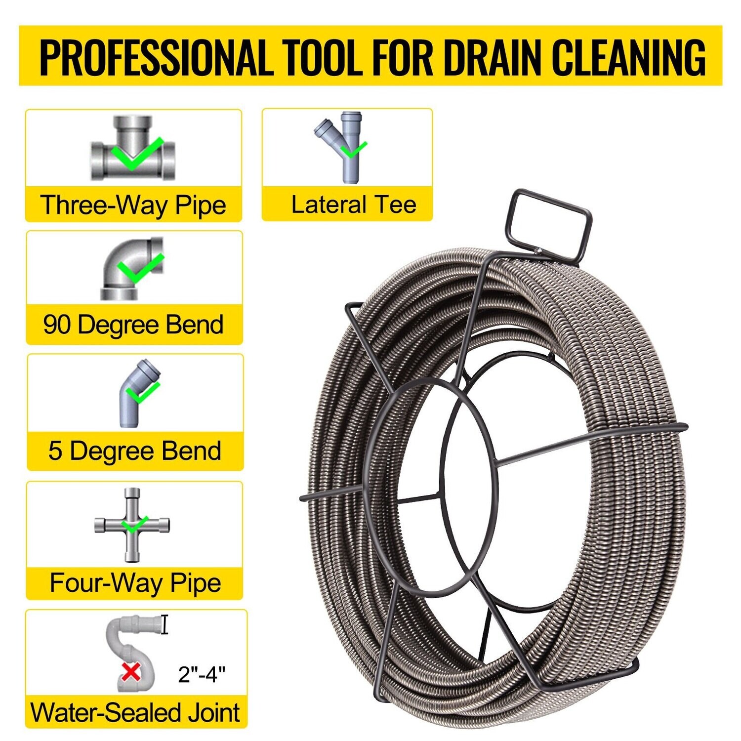 Solid Core Cable Sewer Drain Cleaning Cable