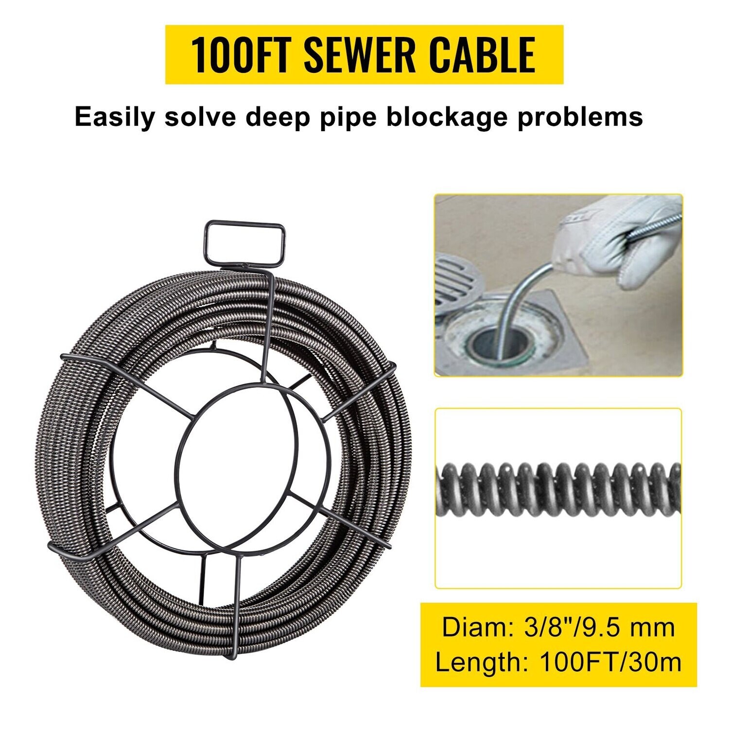 Solid Core Cable Sewer Drain Cleaning Cable