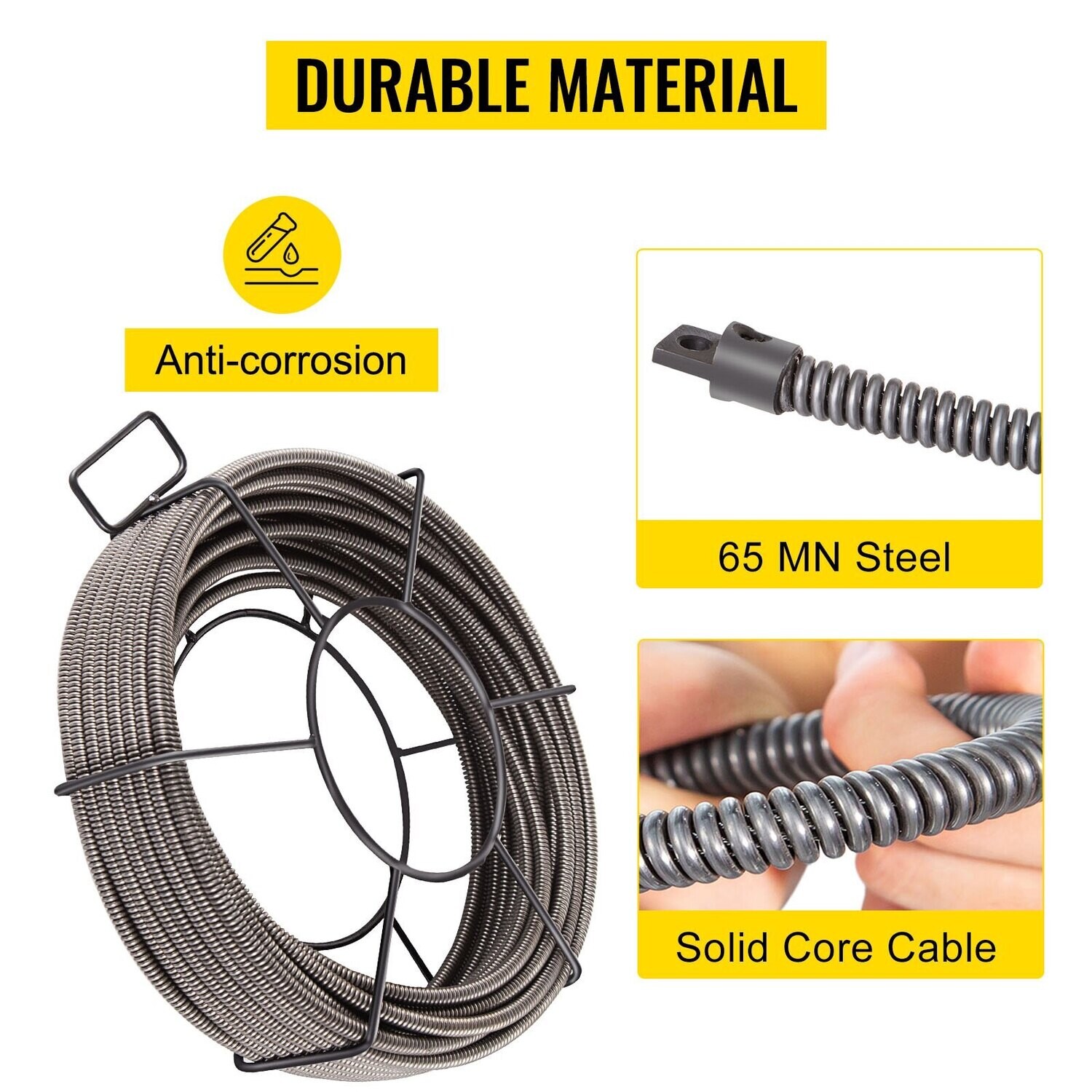 Solid Core Cable Sewer Drain Cleaning Cable