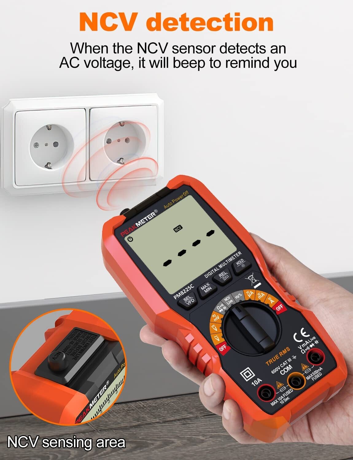 Digital Multimeter Tester, 6000 Counts, DC/AC Voltmeter, NCV, Ohm, Volt, Amp Tester for Voltage, Current, Resistance, and Capacitance Measurement
