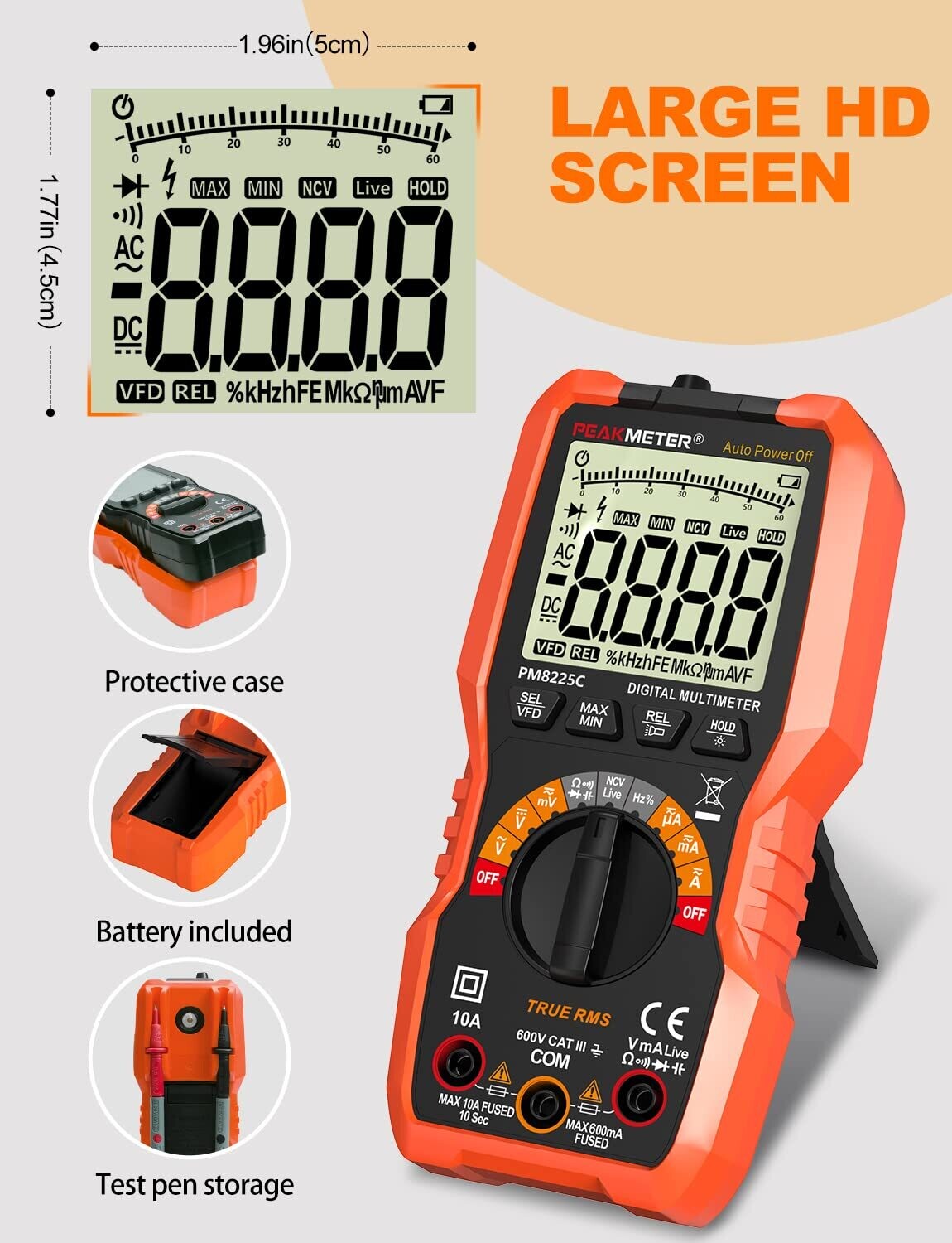 Digital Multimeter Tester, 6000 Counts, DC/AC Voltmeter, NCV, Ohm, Volt, Amp Tester for Voltage, Current, Resistance, and Capacitance Measurement