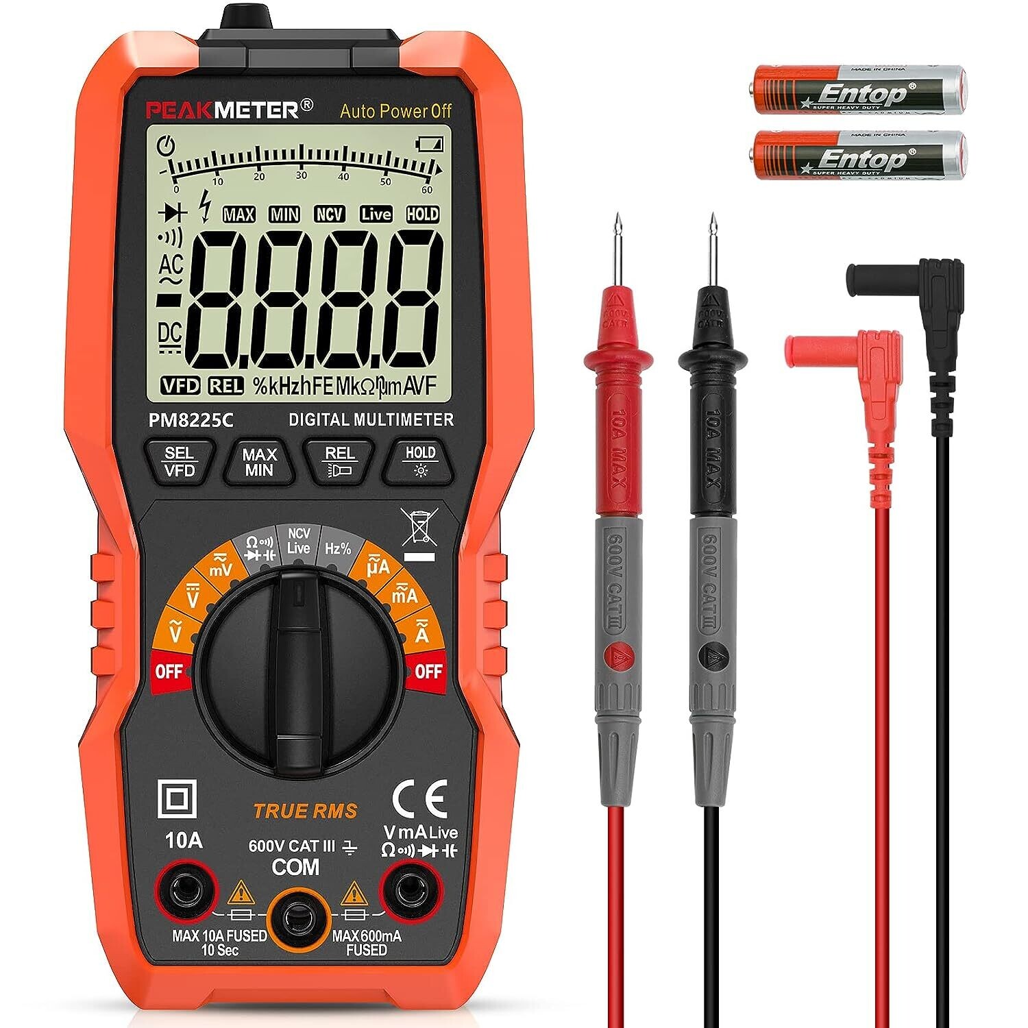 Digital Multimeter Tester, 6000 Counts, DC/AC Voltmeter, NCV, Ohm, Volt, Amp Tester for Voltage, Current, Resistance, and Capacitance Measurement