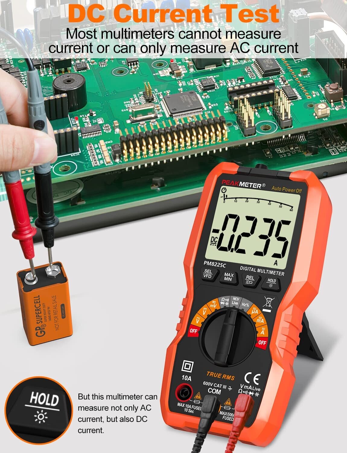 Digital Multimeter Tester, 6000 Counts, DC/AC Voltmeter, NCV, Ohm, Volt, Amp Tester for Voltage, Current, Resistance, and Capacitance Measurement