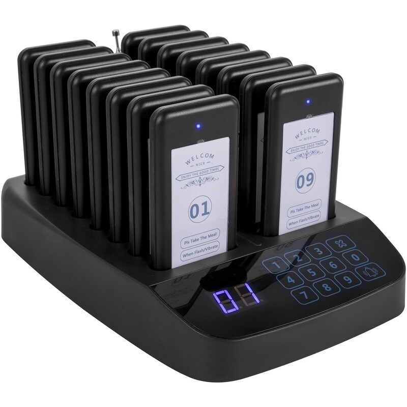 16 Coasters Wireless Paging Queuing System for Restaurant Pager Paging