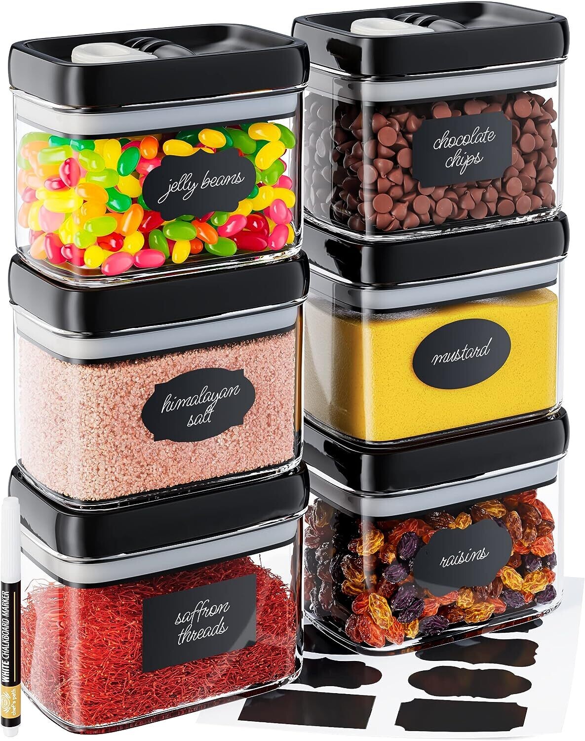Airtight Storage Boxes Set – 10 Containers with Labels and Markers for Kitchen &amp; Pantry Organization