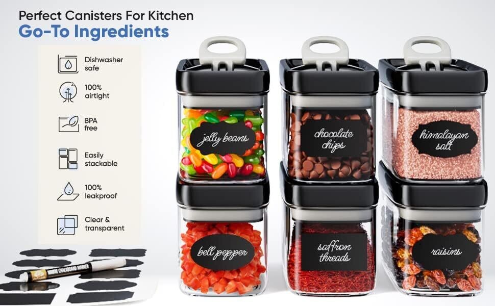 Airtight Storage Boxes Set – 10 Containers with Labels and Markers for Kitchen &amp; Pantry Organization