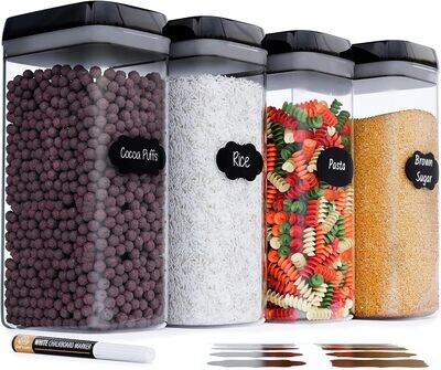 Airtight Storage Boxes Set – 10 Containers with Labels and Markers for Kitchen &amp; Pantry Organization