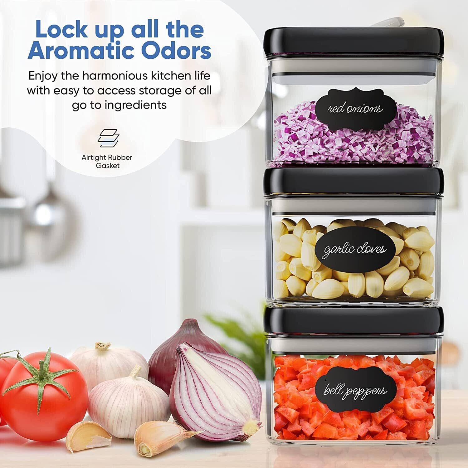 Airtight Storage Boxes Set – 10 Containers with Labels and Markers for Kitchen &amp; Pantry Organization