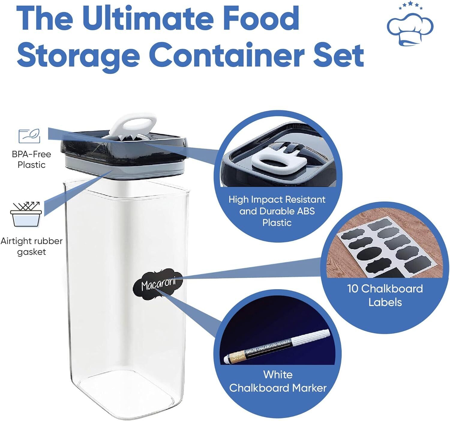 Airtight Storage Boxes Set – 10 Containers with Labels and Markers for Kitchen &amp; Pantry Organization