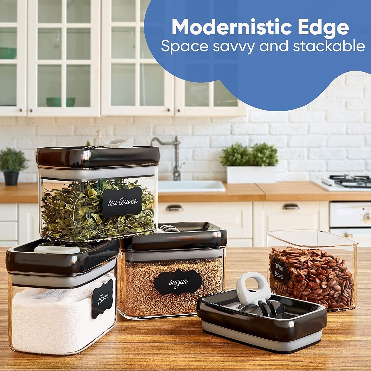 Airtight Storage Boxes Set – 10 Containers with Labels and Markers for Kitchen &amp; Pantry Organization