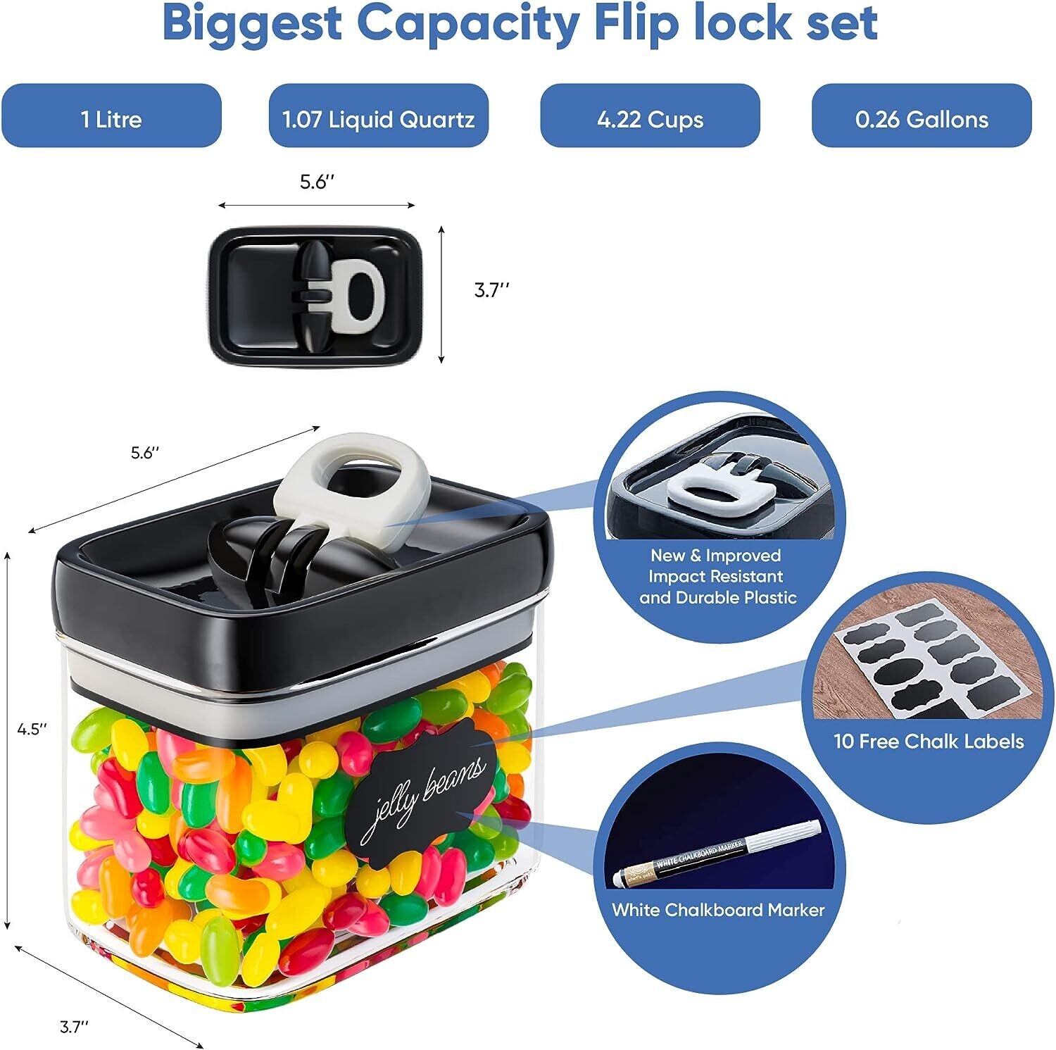 Airtight Storage Boxes Set – 10 Containers with Labels and Markers for Kitchen &amp; Pantry Organization