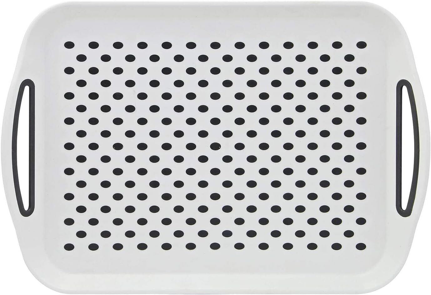 2 x Set of Anti-Slip Rectangular Plastic Dinner/Drinks Serving Trays – Non-Slip Top and Bottom with High Grip Rubber Surface