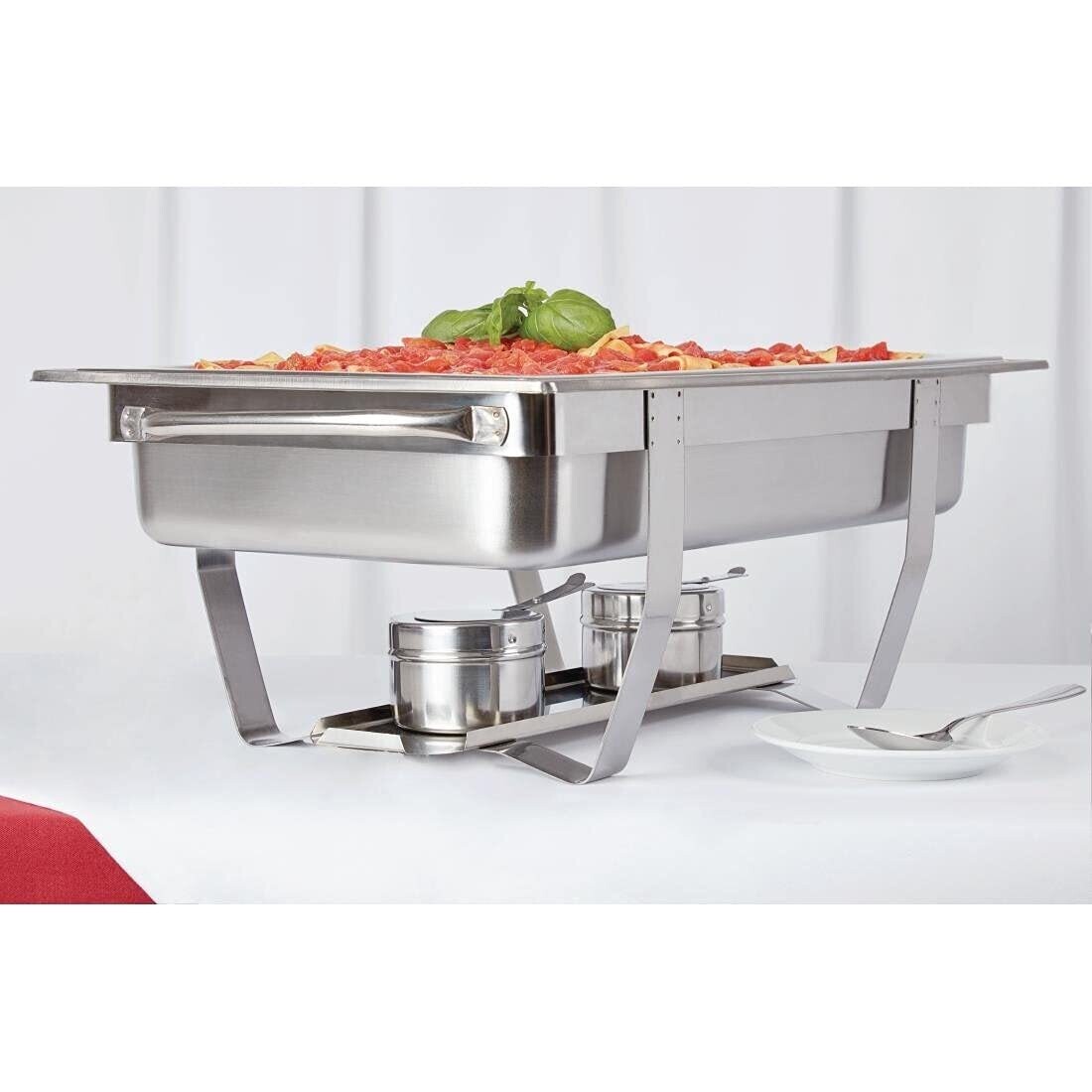 4-Piece 9-Liter Stainless Steel Chafing Set - Includes Heat-Isolating Lid, Twin Burners, and Convenient Carry Handles for Effortless Serving