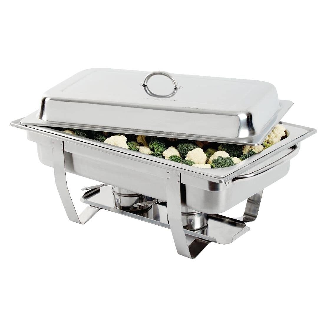 4-Piece 9-Liter Stainless Steel Chafing Set - Includes Heat-Isolating Lid, Twin Burners, and Convenient Carry Handles for Effortless Serving