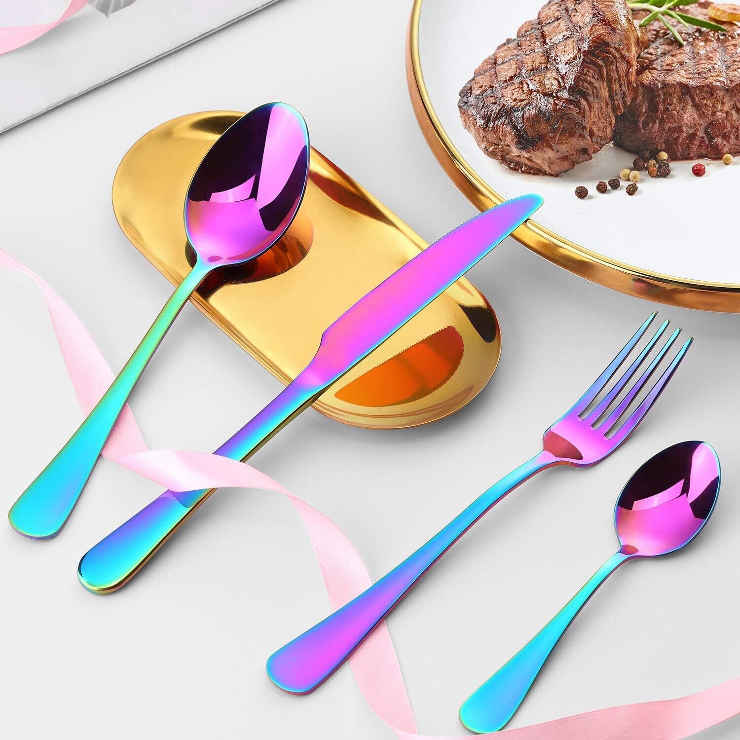 60-Piece Flatware Set with Knife, Fork, and Spoon, Mirror Polished Stainless Steel Cutlery, Dishwasher Safe Dining Utensils for Family and Gatherings