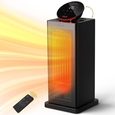 2000W, ECO Electric Heater with Home Fan Heater, 90°Oscillation, Thermostat, 24 Hour Timer, Low Energy, LED Touch, Remote Control, 4 Modes, Overheating Protection, Auto Off