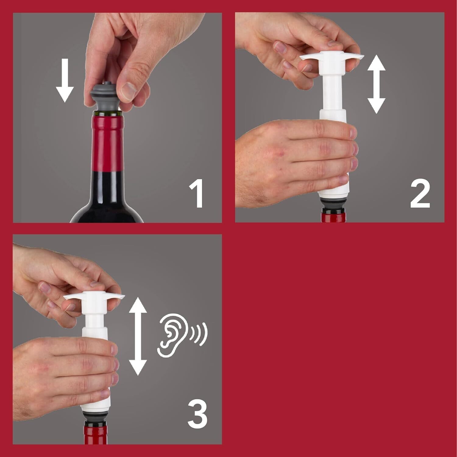 Vacuum Pump + 2 Vacuum Wine Stoppers: Wine Saver Gift Set