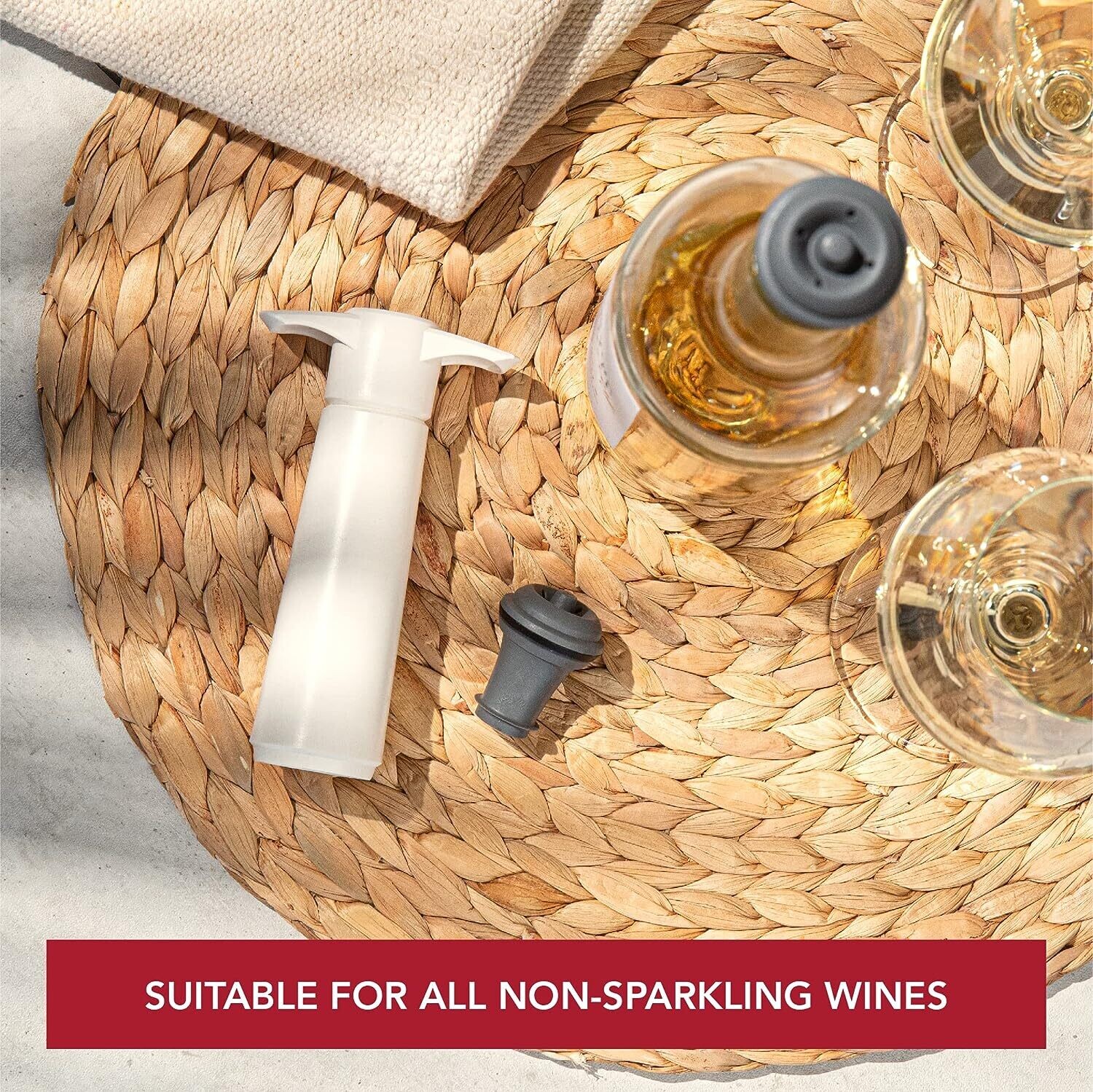 Vacuum Pump + 2 Vacuum Wine Stoppers: Wine Saver Gift Set