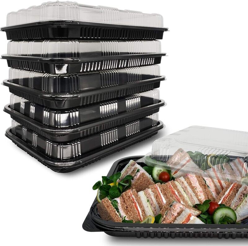 Meal Prep Containers (5 Pack) - Reusable Plastic Meal Prep Containers with Lids for Meal Prep, Cakes, Treats and Sandwiches (33.5cm x 24cm)