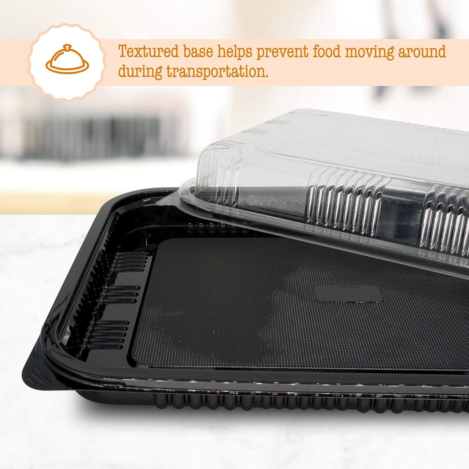 Meal Prep Containers (5 Pack) - Reusable Plastic Meal Prep Containers with Lids for Meal Prep, Cakes, Treats and Sandwiches (33.5cm x 24cm)