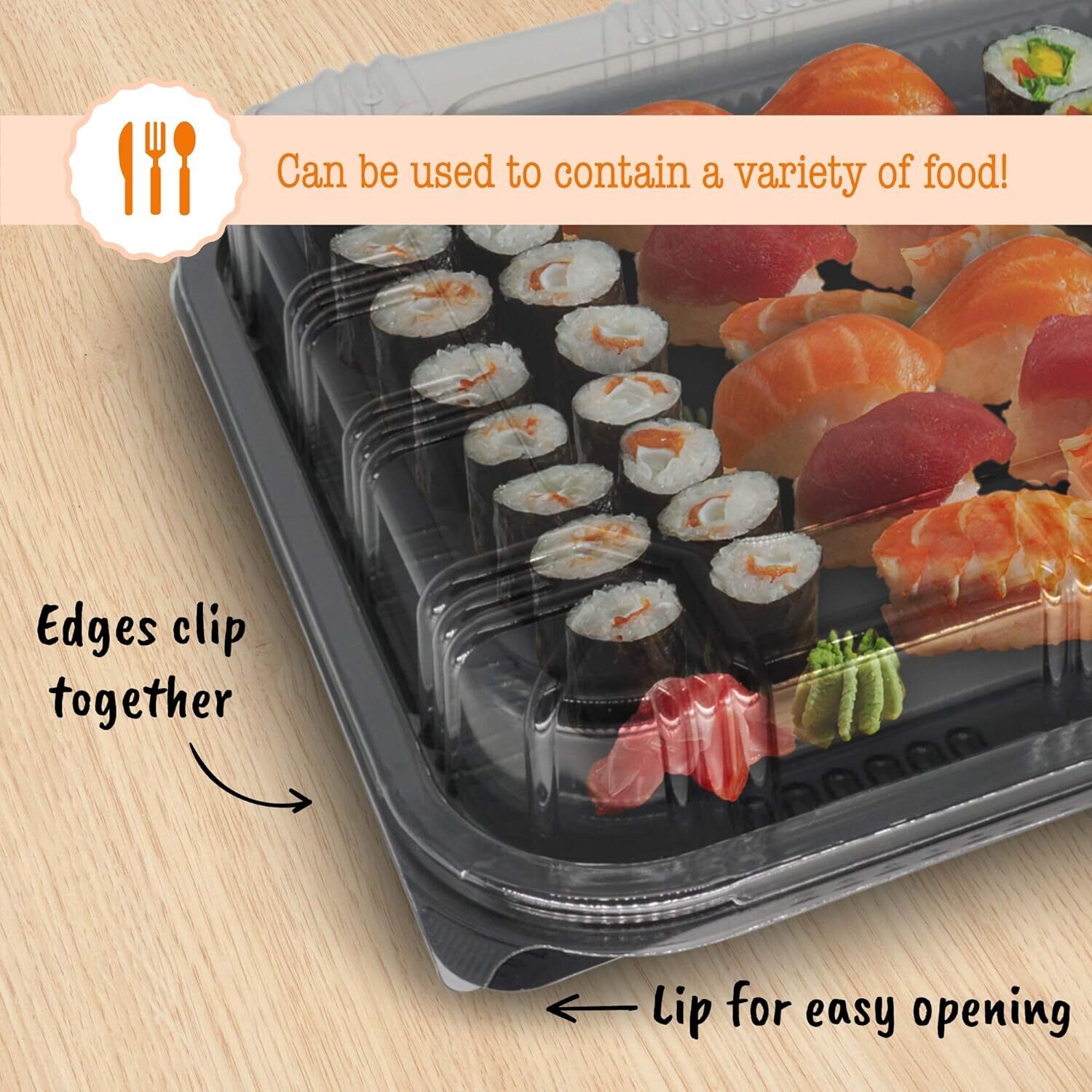 Meal Prep Containers (5 Pack) - Reusable Plastic Meal Prep Containers with Lids for Meal Prep, Cakes, Treats and Sandwiches (33.5cm x 24cm)