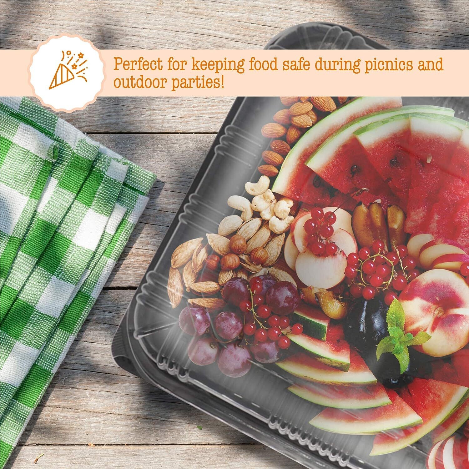 Meal Prep Containers (5 Pack) - Reusable Plastic Meal Prep Containers with Lids for Meal Prep, Cakes, Treats and Sandwiches (33.5cm x 24cm)