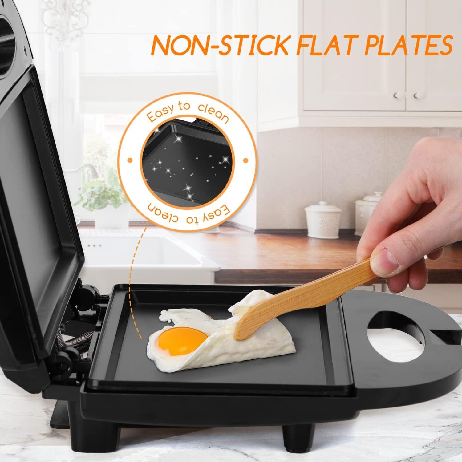 750-2000W Sandwich Toaster Maker - Flat Open Large Grill with Adjustable Temperature Control, Drip Tray, and Stainless Steel Design for Efficient Cooking