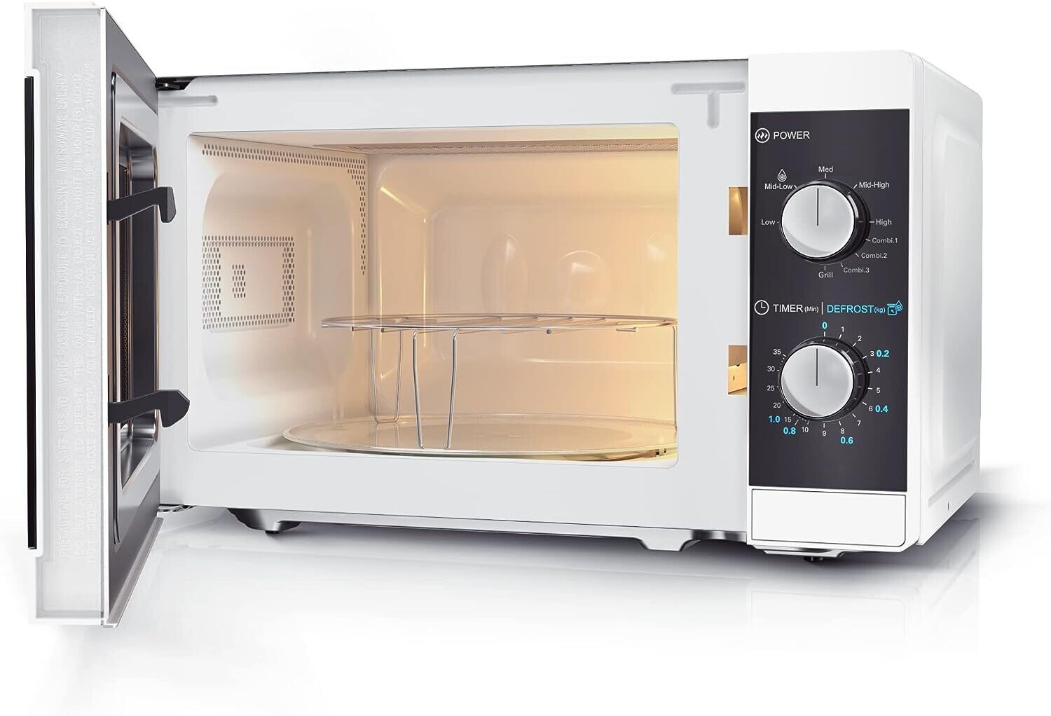 Digital Microwave with 1000W Grill, 11 Power Levels, ECO Mode, Defrost Function, and LED Cavity Light – Efficient Cooking and Heating for Home Use