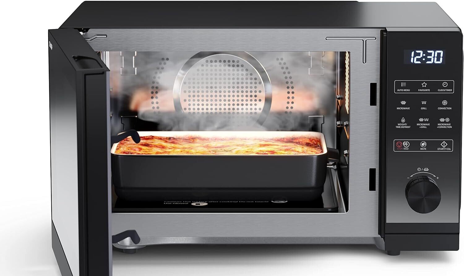 Digital Microwave with 1000W Grill, 11 Power Levels, ECO Mode, Defrost Function, and LED Cavity Light – Efficient Cooking and Heating for Home Use