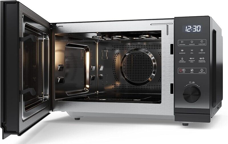 Digital Microwave with 1000W Grill, 11 Power Levels, ECO Mode, Defrost Function, and LED Cavity Light – Efficient Cooking and Heating for Home Use