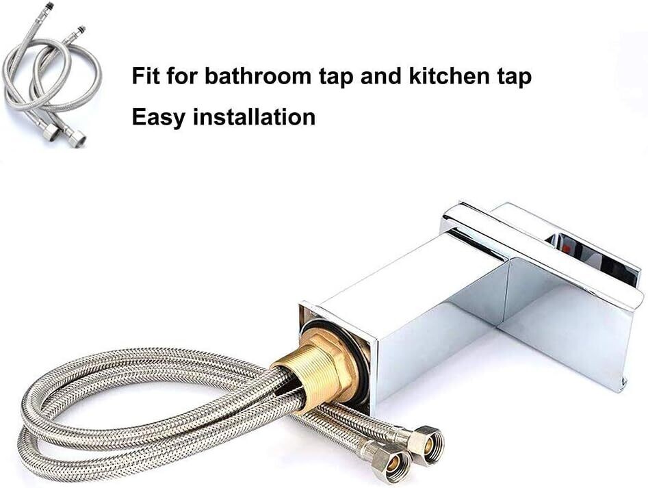 Two (2) Pack of Kitchen/Basin Monobloc Mixer Tap Connectors Flexi Pipes Tails (Silver Pipes)