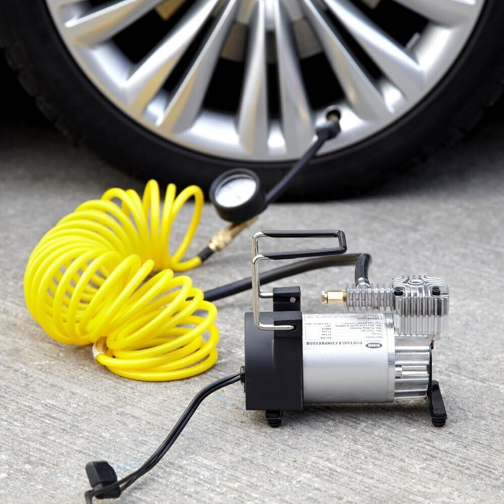 Heavy Duty Tyre Inflator Air Compressor with 1 Storage Bag and 7m Extendable Airline for Quick Tire Inflation and Easy Storage