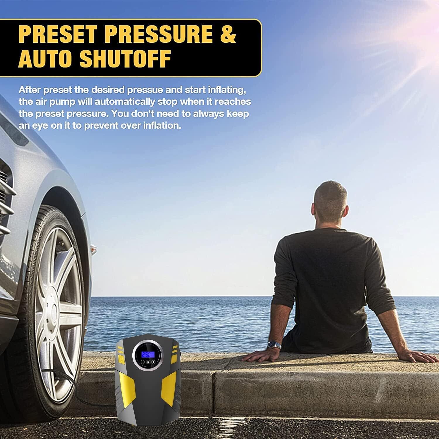 Portable Air Compressor Car Tyre Pump Automatic 12V Electric Air Pump