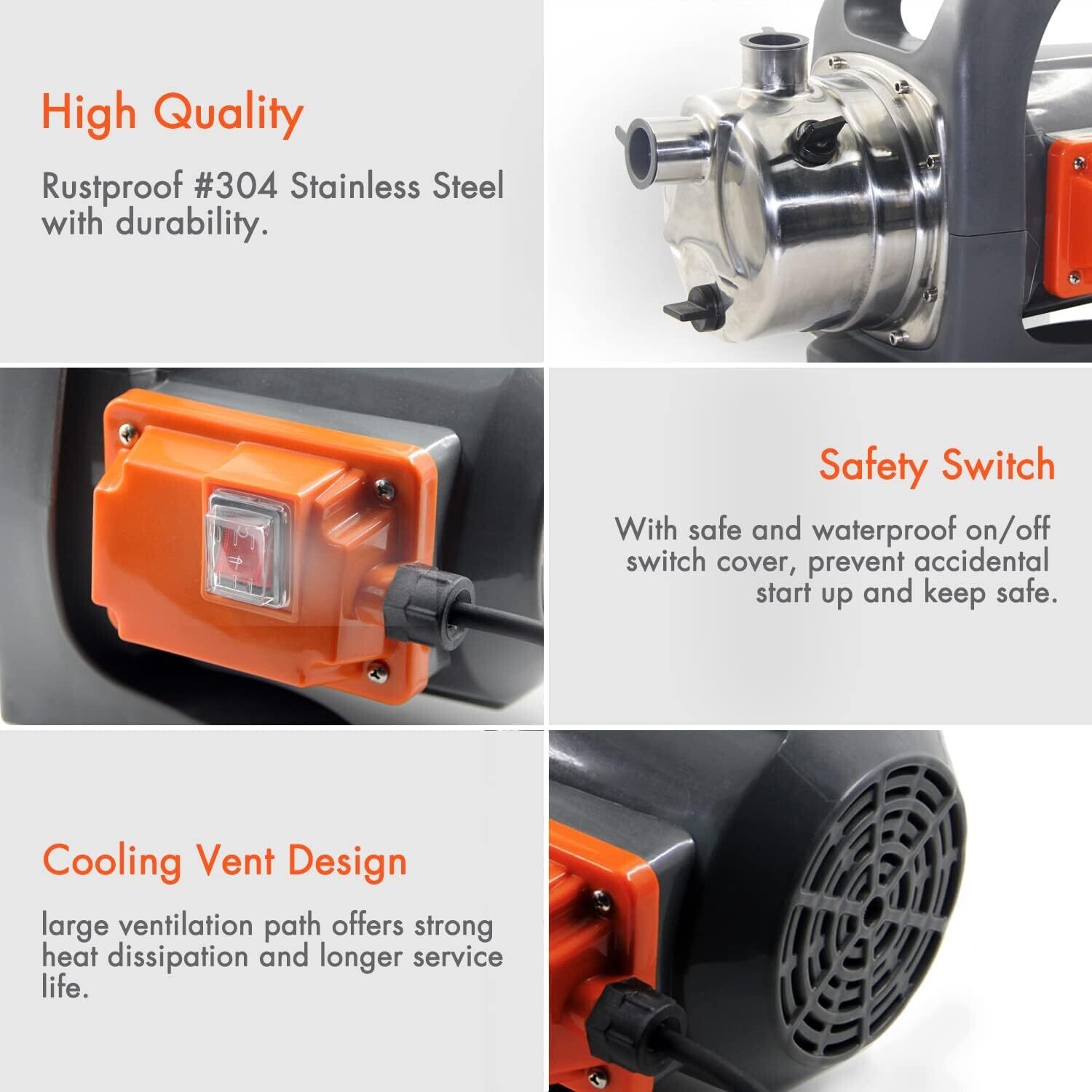 800W Self-Priming Pump for Clean Water Transfer - Ideal for Home Lawn Irrigation and Sprinkling, Portable Garden Booster Pump for Efficient Watering
