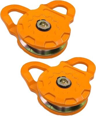 Mega Heavy Duty Winch Pulley Snatch Blocks Strength (25,000 LBS WLL) |for Synthetic Rope or Steel Cable | Control Recovery Direction, Double Winch Power