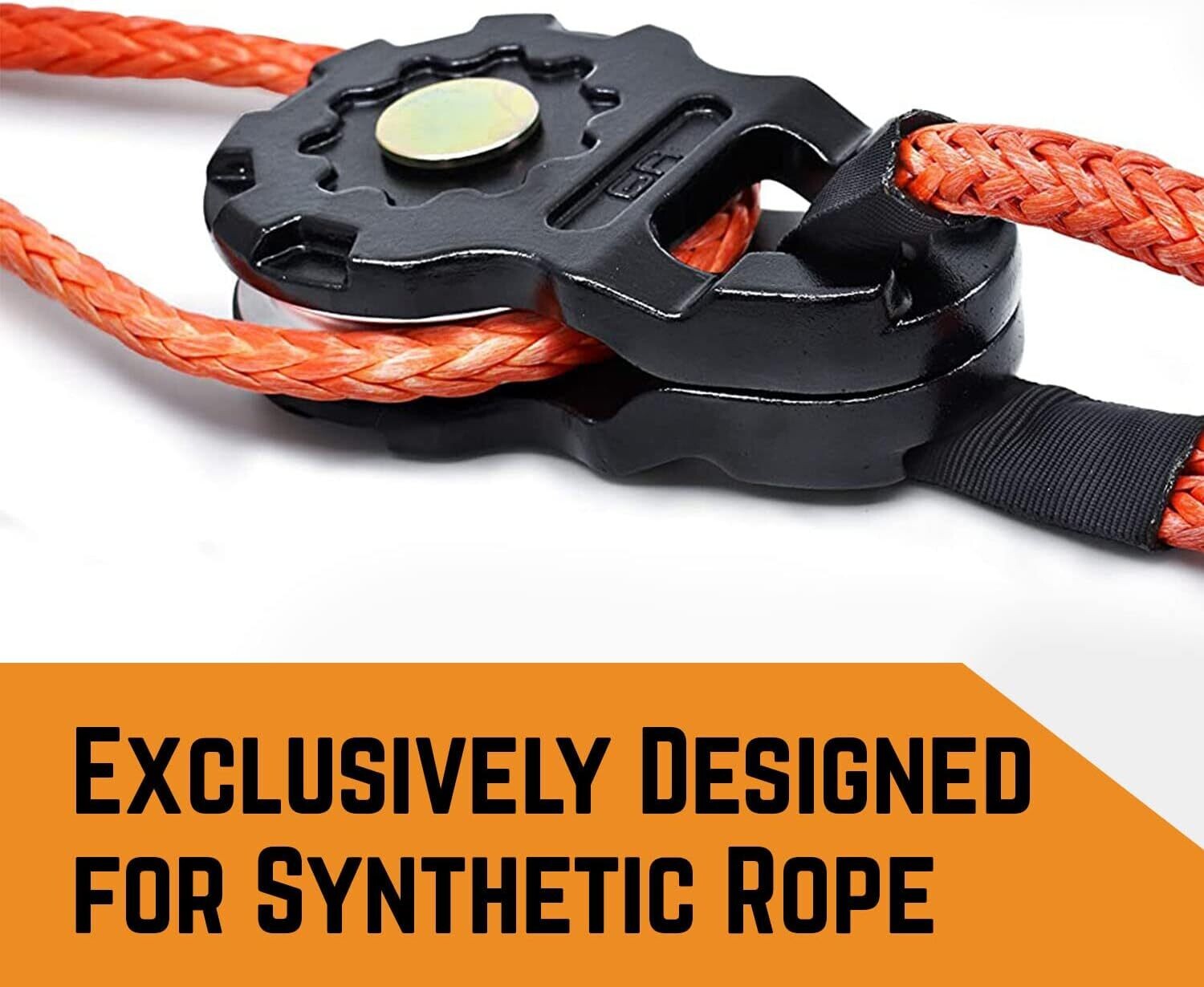 Mega  Heavy Duty Winch Pulley Snatch Blocks Strength (25,000 LBS WLL) |for Synthetic Rope or Steel Cable | Control Recovery Direction, Double Winch Power
