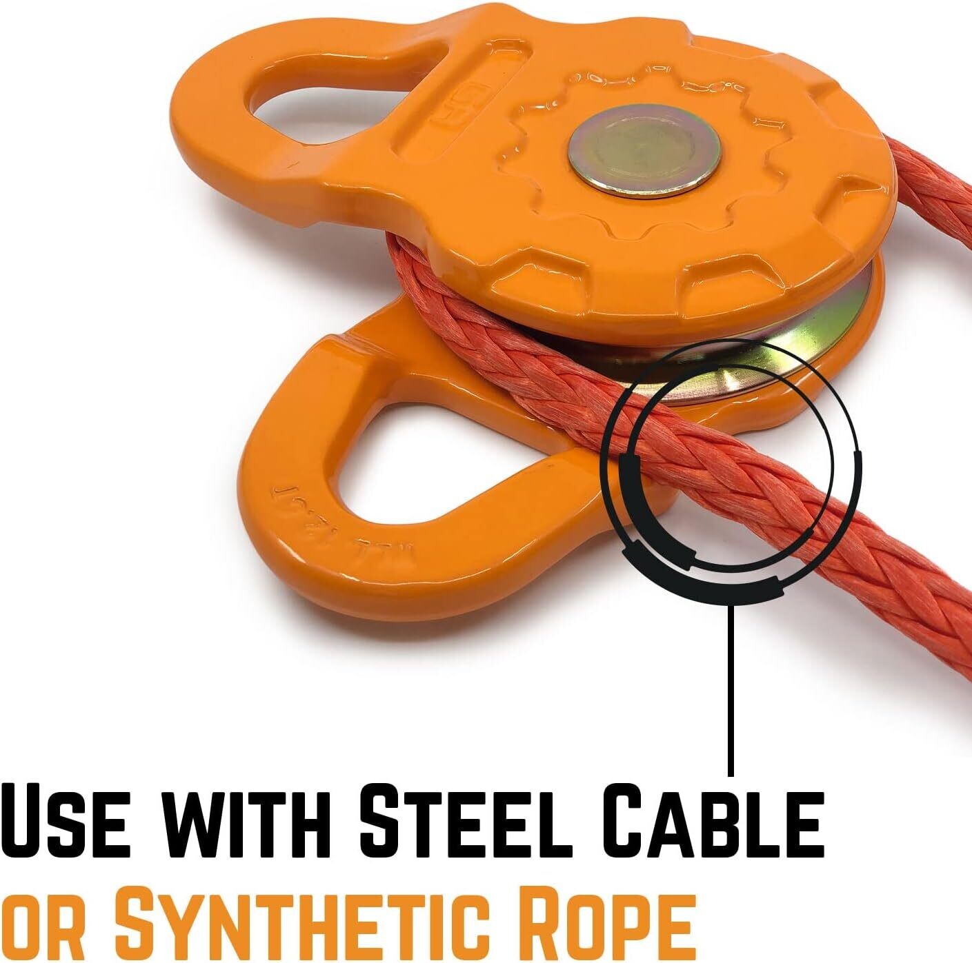Mega  Heavy Duty Winch Pulley Snatch Blocks Strength (25,000 LBS WLL) |for Synthetic Rope or Steel Cable | Control Recovery Direction, Double Winch Power