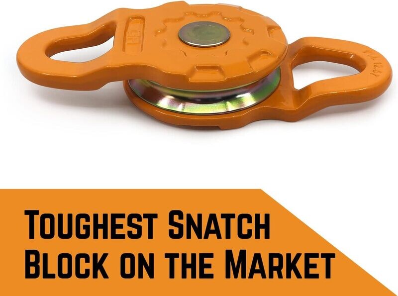 Mega  Heavy Duty Winch Pulley Snatch Blocks Strength (25,000 LBS WLL) |for Synthetic Rope or Steel Cable | Control Recovery Direction, Double Winch Power