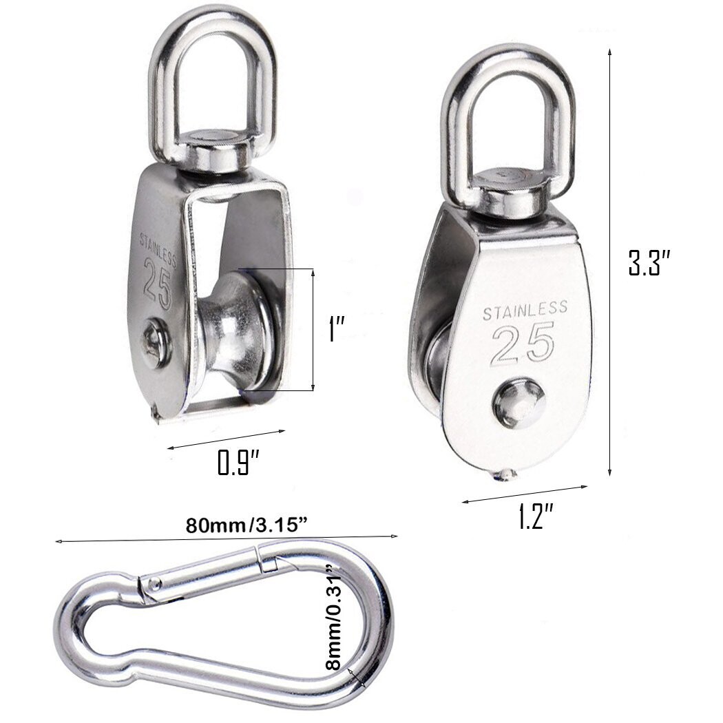 Stainless Steel Pulling &amp; Lifting Swivel Crane Pulley Set Wheel Block